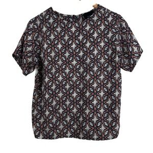 Lumiere Women's Top‎ Black Rustic Orange Geo Round Neck Short Sleeves Size S